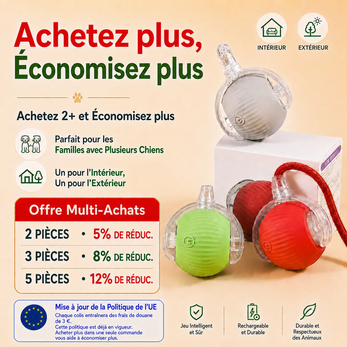 Balle roulante automatique pour chat