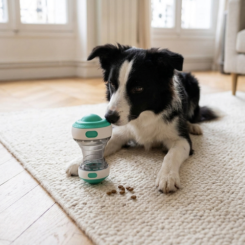 Border collie qui joue avec la balle à friandises